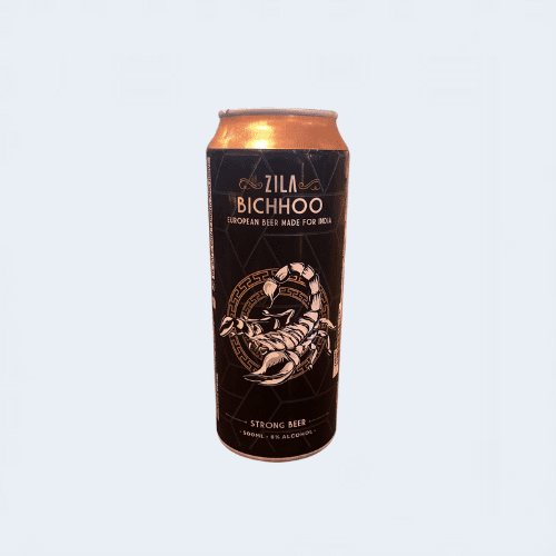 <h4>Zila Bichhoo Beer</h4>
                                    <div class='border-bottom my-3'></div>
                                    <table id='alt-table' cellpadding='3' cellspacing='1' border='1' align='center' width='80%'>
                                        <thead id='head-dark'><tr><th>Quantity</th><th>Price/Unit</th></tr></thead>
                                        <tr><td>300ml</td><td class='price'>₹220</td></tr>
                                    </table>
                                    <b class='text-start'>Description :</b>
                                            <p class='text-justify mt-2'>Zila Bichhoo Strong beer is a full bodied pure quality lager with full punchy alcohol content. A perfect balance between taste and a bitter sensation with a long and perfect finish</p>