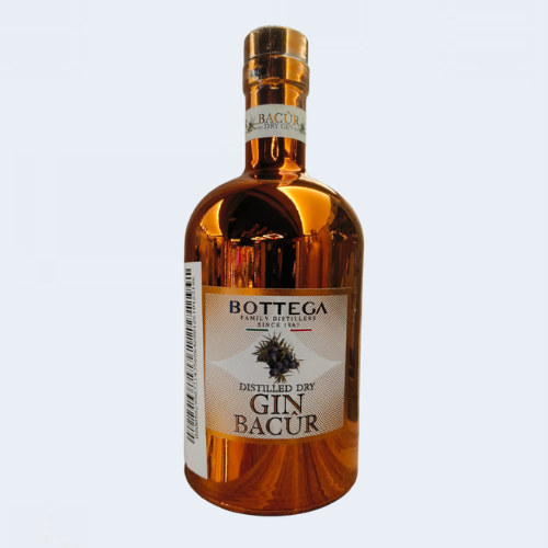 <h4>Bottega BACÛR Distilled Dry Gin</h4>
                                             <div class='border-bottom my-3'></div> 
                                            <table id='alt-table' cellpadding='3' cellspacing='1' border='1' align='center' width='80%'>
                                                <thead id='head-dark'><tr><th>Quantity</th><th>Price/Unit</th></tr></thead>
                                                 <tr>
                                                    <td>700ml</td>
                                                    <td class='price'>₹4960</td>
                                                </tr>
                                                
                                            </table>
                                      <b class='text-start'>Description :</b>
                                            <p class='text-justify mt-2'>
                                   Bottega BACÛR Distilled Dry Gin is a premium 40% ABV Italian gin from Veneto, crafted with Tuscan juniper, Sicilian lemon zest, and sage. It features a unique, long maceration process followed by double distillation, resulting in a crystal-clear, smooth spirit with a fresh, citrus-forward, and herbaceous flavour profile.
                                            </p>